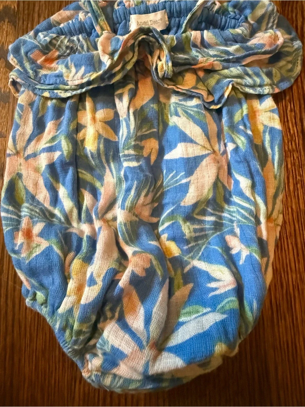 Angel Dear Blue Floral Baby One-Piece with Headband
